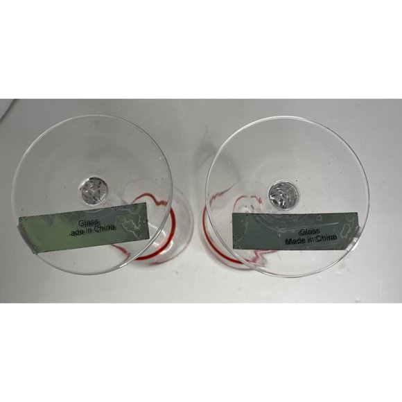 Rowley Red Swirl Stemmed Wine Glasses Lg Bordeaux Holiday Christmas - Picture 6 of 7